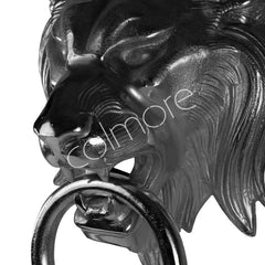 Lampenfod med løve ALU Raw/Mat Sort 12 x 12 x 49 cm by Colmore