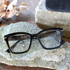 Læsebriller m. gulddekor inkl. etui sort by Chic Antique