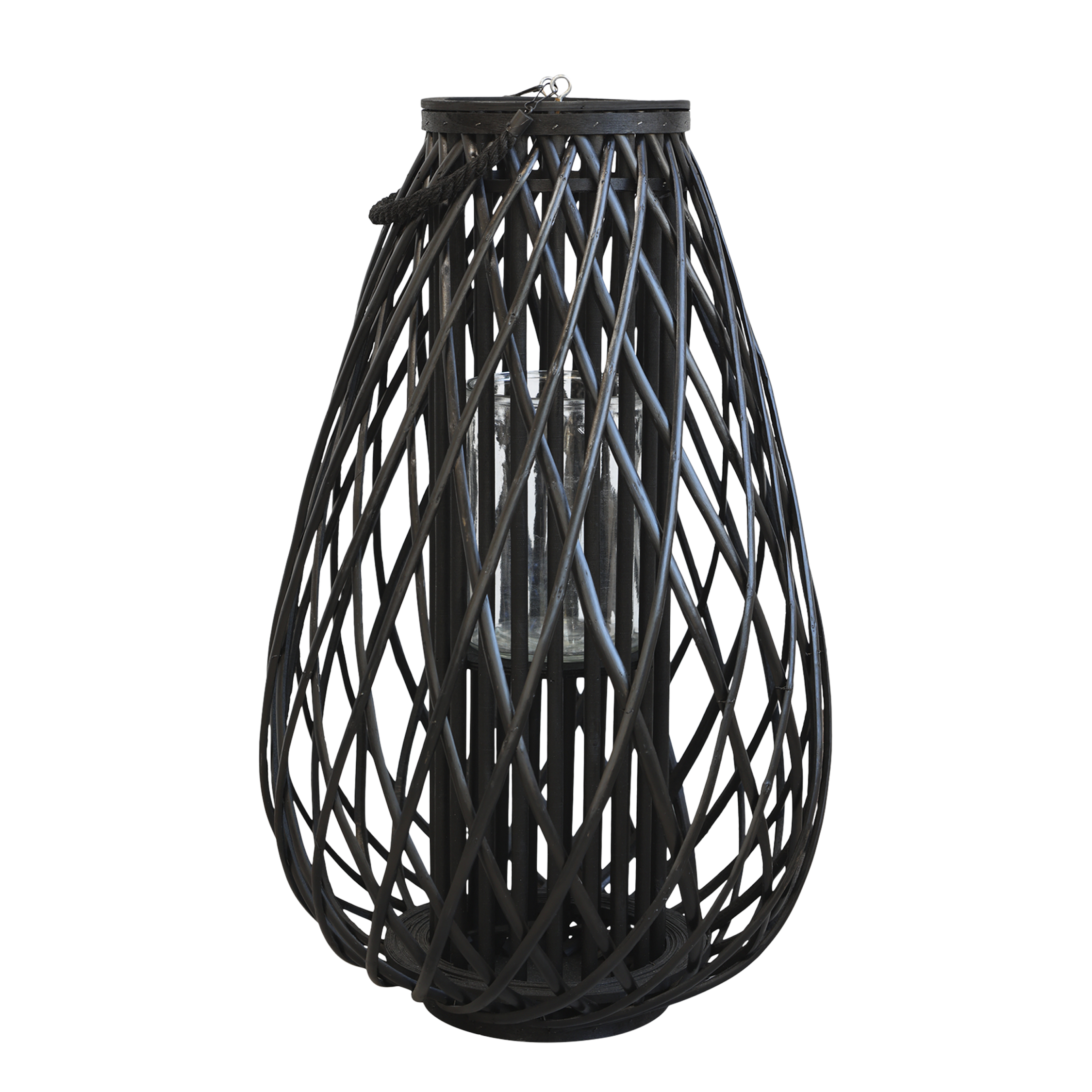 Lantern Braided Black 70x45 cm by Chic Antique