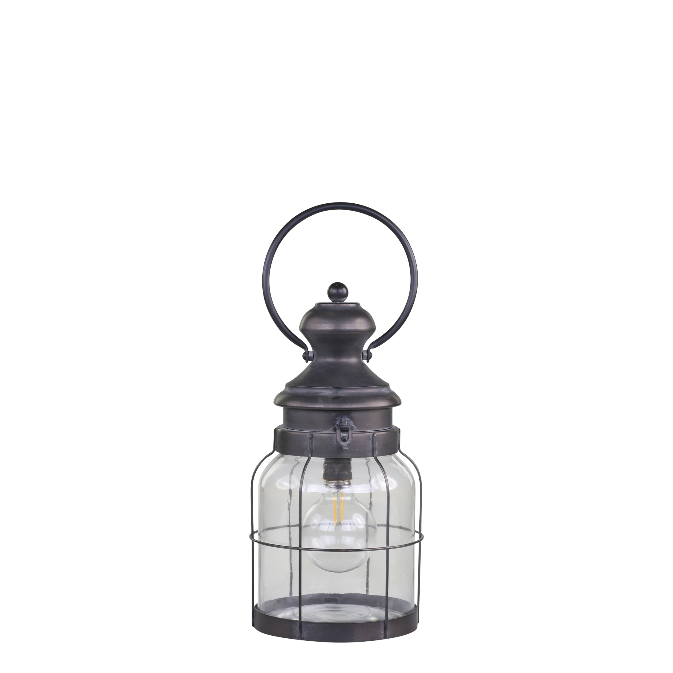Fransk Staldlanterne inkl. pære & timer Antik Kul 36,5x16,5 cm by Chic Antique