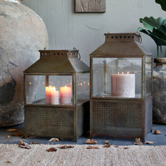 Lanterne m. mønster, H53/L34/B34 cm antique messing by Chic Antique