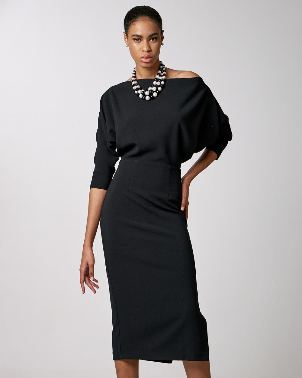 Access Fashion Midi dress with boat neckline by Access Fashion