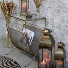 Magasinholder med glasplade 60,5 x 49 x 32 cm Antique messing by Chic Antique