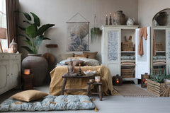 Bænk m. mønster på sæde, H33/L33/B24 cm natur by Chic Antique