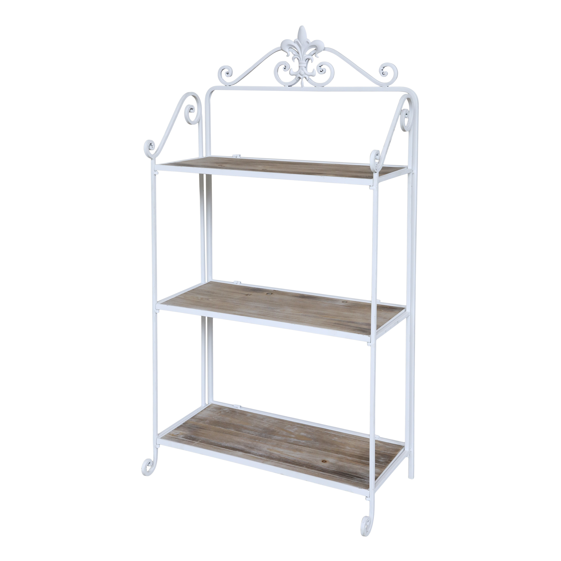 Reol m. 3 hylder i træ 120xL63xB34 cm antik hvid by Chic Antique