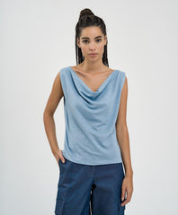 Access Fashion Metallic draperet bluse by Access Fashion