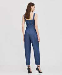 Access Fashion Denim buksedragt med taljebælte by Access Fashion