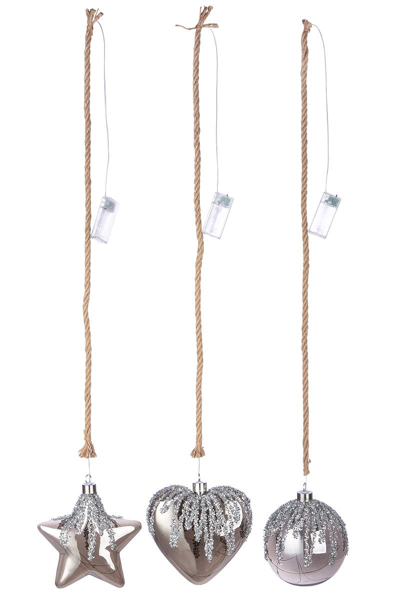 Julepynt med LED og glitter 18 cm by Gilde