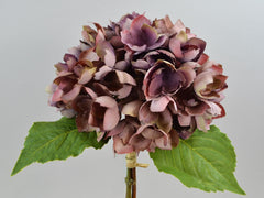 Kunstig Hortensia Pick med Blade Bordeaux/Lilla 35cm