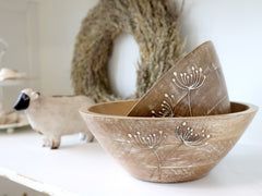 Tours skål med udskæring 9 x Ø25 cm – Natur træ