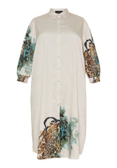 No. 1. By Ox Skjortekjole m puff 3/4 ærmer print by No. 1. By Ox