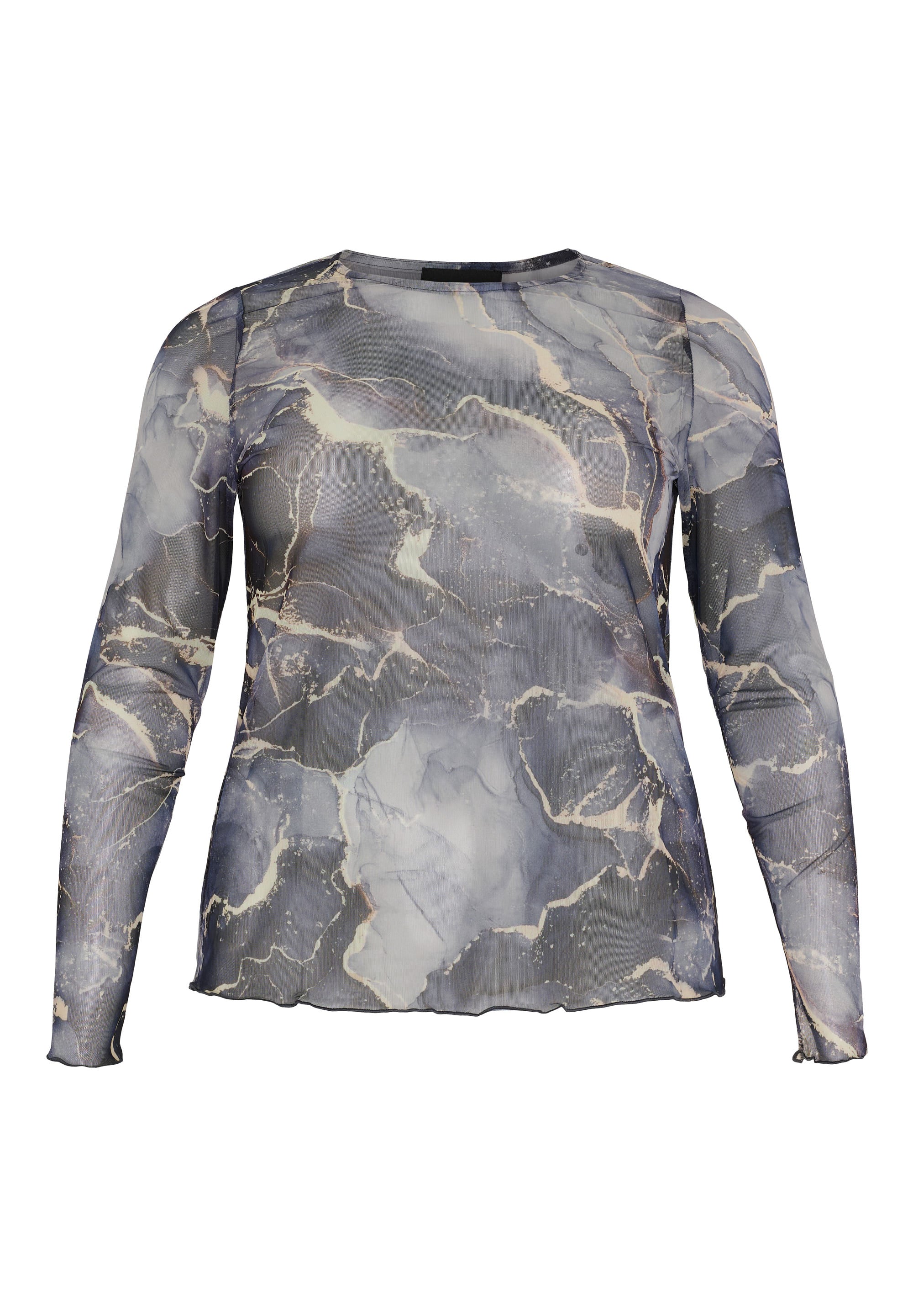 No. 1. By Ox Bluse med rund hals og lange ærmer i mesh by No. 1 By Ox