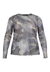 No. 1. By Ox Bluse med rund hals og lange ærmer i mesh by No. 1 By Ox