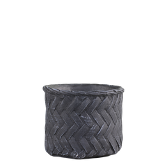 Corte Planter med fletmønster – 11,5x13,5 cm antik kul by Chic Antique