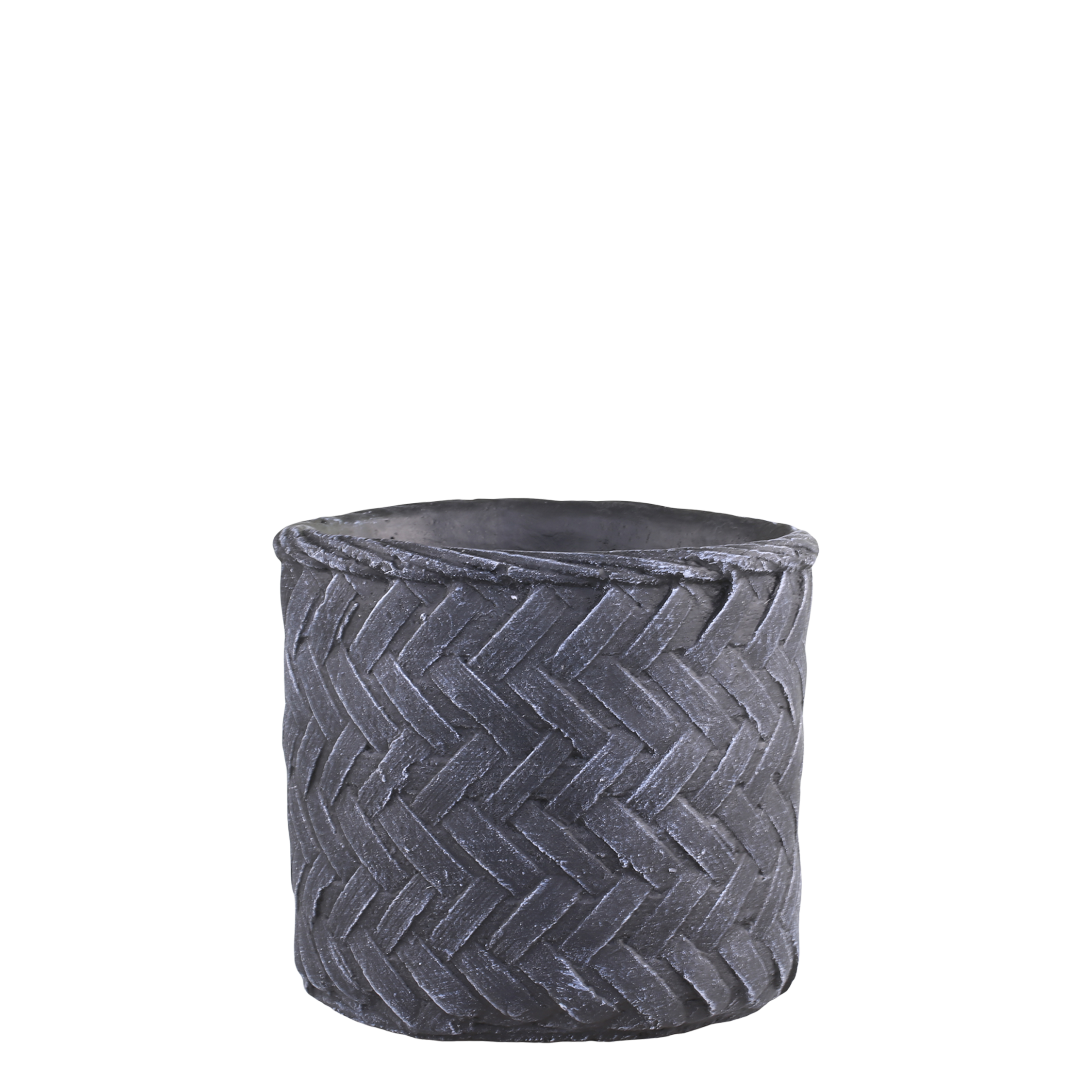 Corte Planter m. flettet mønster 15x16,5 cm Antique Coal by Chic Antique