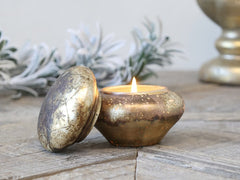 Glaskrukke med stearinlys 9x9,5 cm antique kobber by Chic Antique