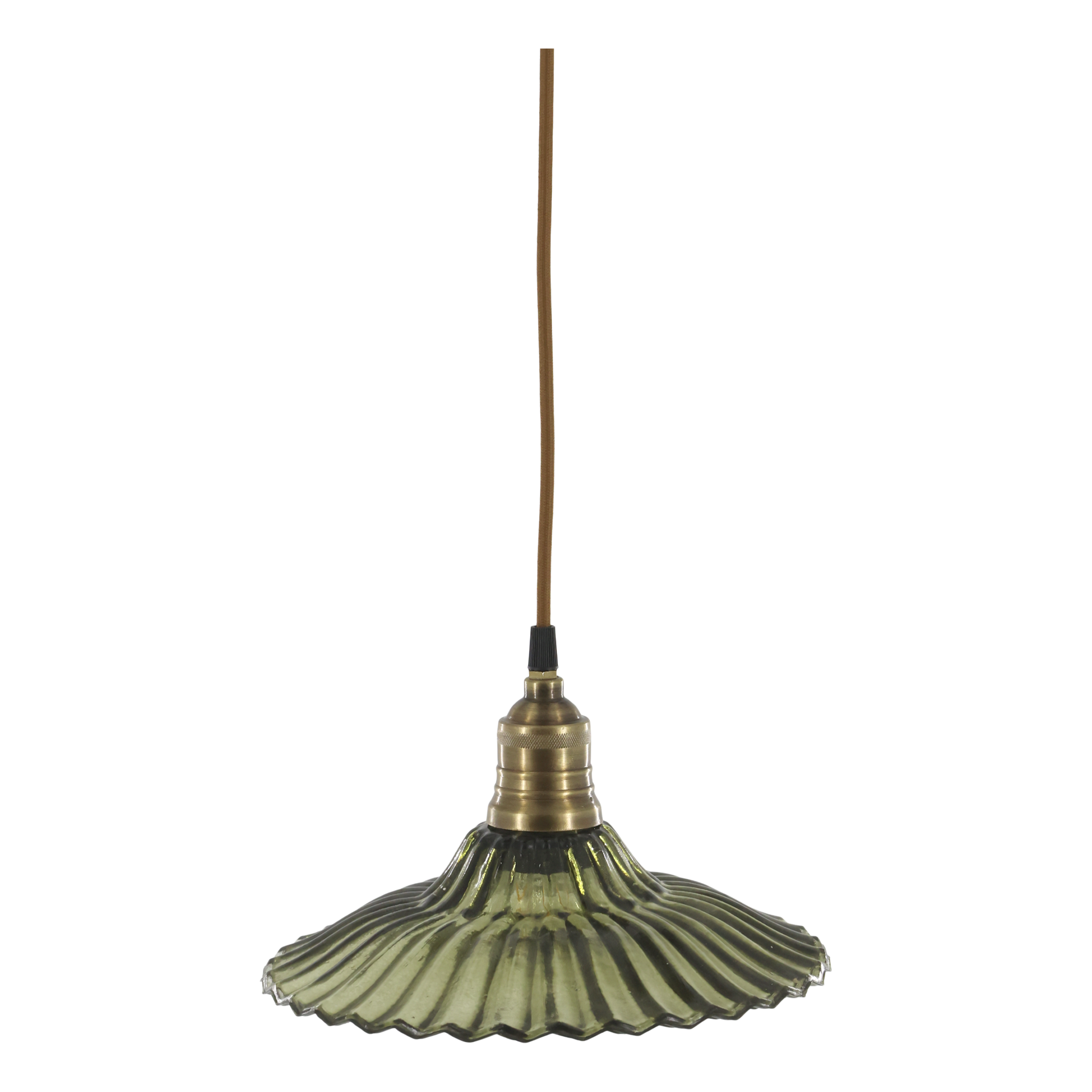 Lampe m. messingtop, H14/Ø26 cm oliven by Chic Antique