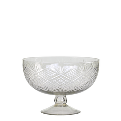 Centrepiece på fod med slibninger 16x23,5 cm Klar by Chic Antique