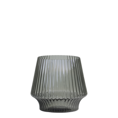 Vase med riller 17x17 cm Kullig grå by Chic Antique