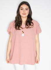 T-shirt med flæseærme og halskæde - ITFEB25 by Miss One