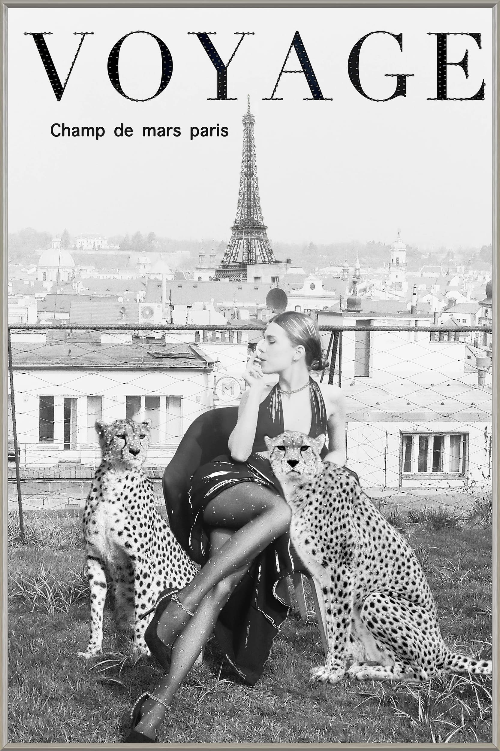 Indrammet vægmaleri Voyage Black & White 80x120 cm by L.C Wholesaler