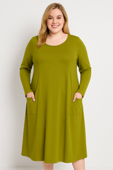 Kjole med store lommer - Brystmål 130cm - Bomuld Elastan