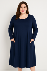 Kjole med store lommer - Brystmål 130cm - Bomuld Elastan