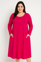 Kjole med store lommer - Brystmål 130cm - Bomuld Elastan