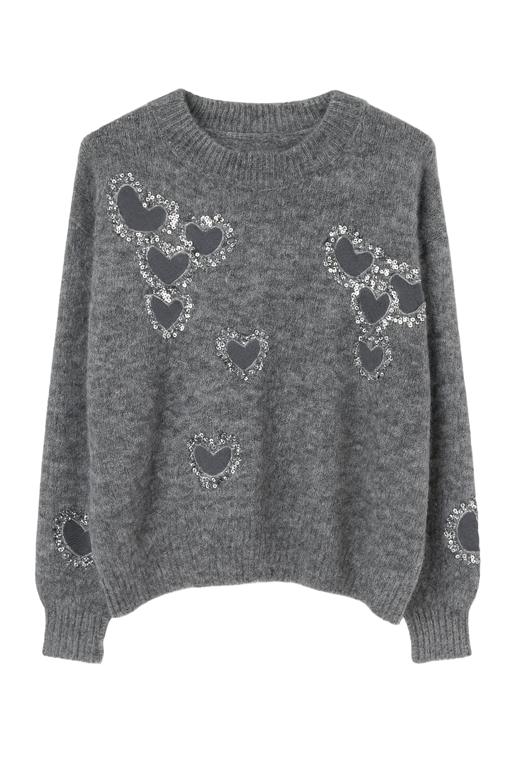 Striktrøje med paillet-hjerter by Krone 1