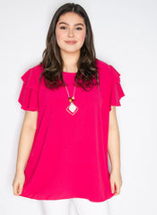 T-shirt med flæseærme og halskæde - ITFEB25 by Miss One