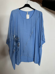 Bluse med sølv syning og print - ITJULI25 by G9