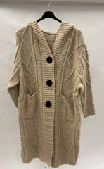 Kabelstrikket Cardigan Hætte