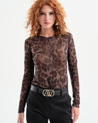 Access Fashion Leopard Mesh Blouse by Krone 1
