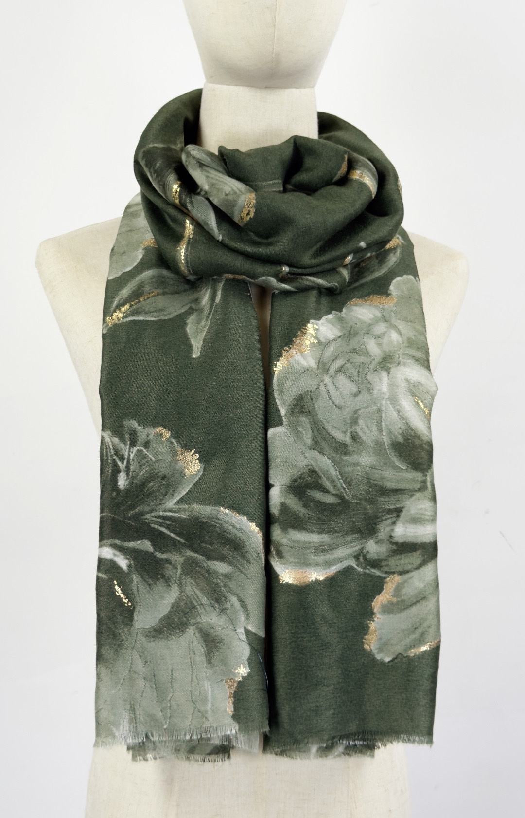 Tørklæde med faded blomster guld by Katier