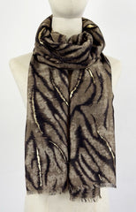 Tørklæde med dyreprint og guld striber by Katier