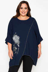 Bluse med sølv syning og print - ITJULI25 by G9