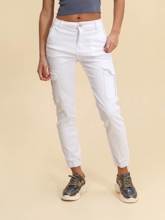 Cargobukser med elastik og skrålommer by Krone 1