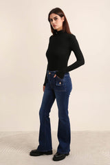 Jeans med lommer og guld knapper by Krone 1