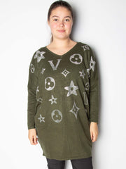 Striktrøje med bling motiver - ITSEP24