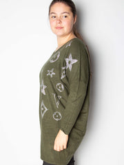 Striktrøje med bling motiver - ITSEP24