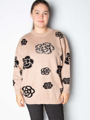 Striktrøje med blomster og bling - ITSEP24 by Krone 1