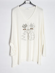 Bluse med katte - oversize - Ingen returret - ITNOV24 by Krone 1