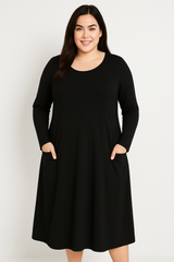 Kjole med store lommer - Brystmål 130cm - Bomuld Elastan