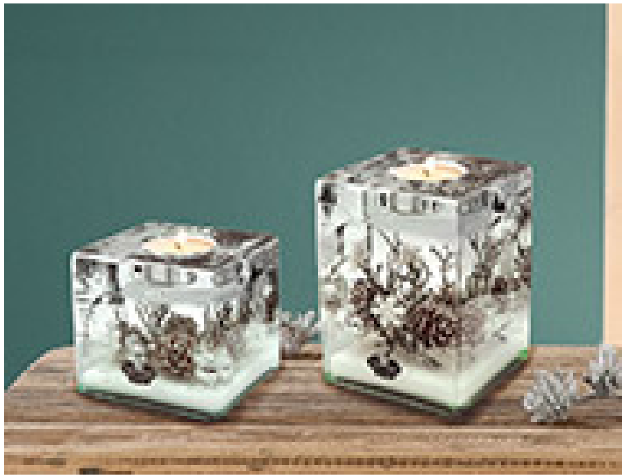 Dream Cube Smart Winter Story Pack 4 Dekorativ lysestage med vintermotiv 9x9x9 cm by Gilde