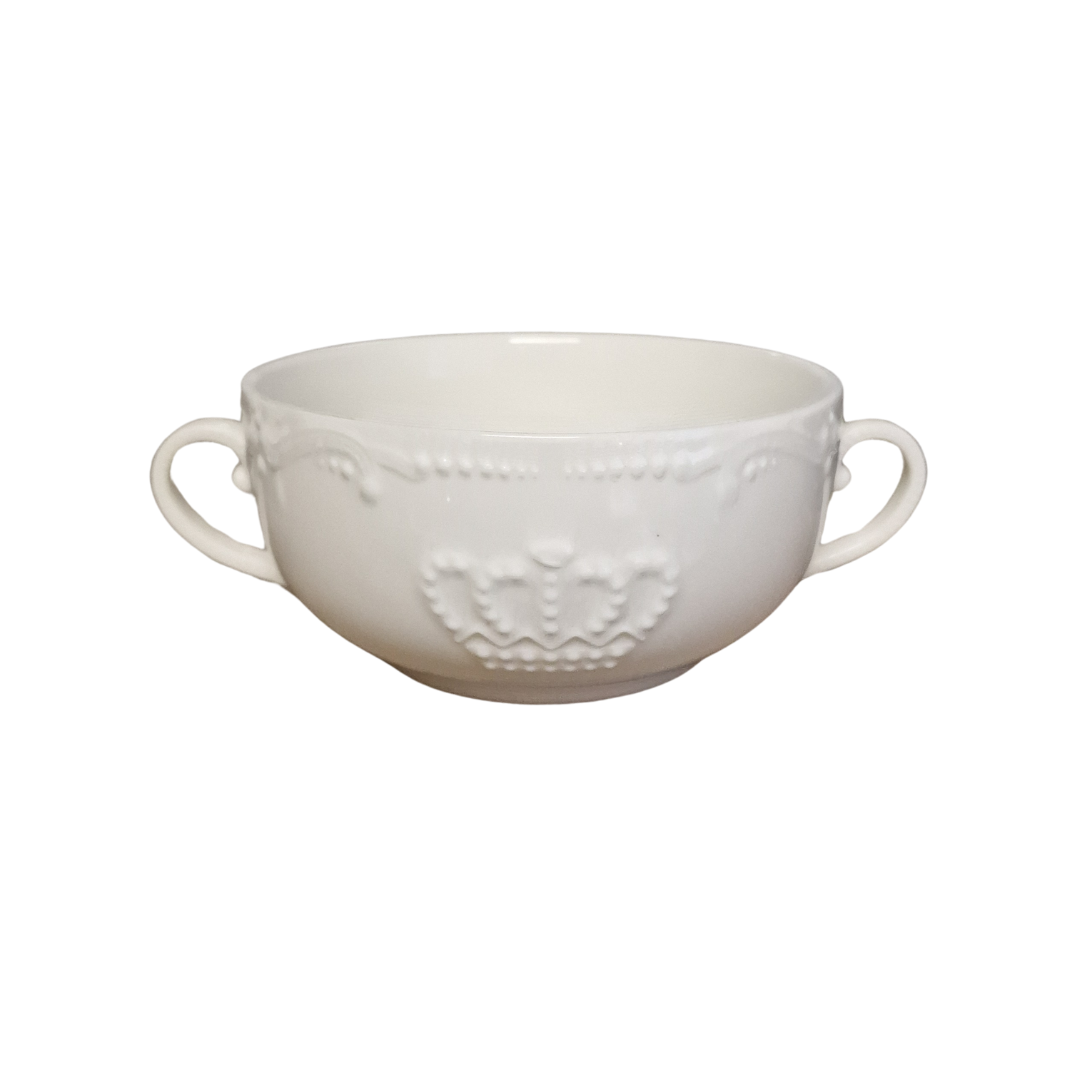 Krone suppe skål 11.2 x 5.5 cm hvid porcelæn med håndtag by Krone 1 - Kina