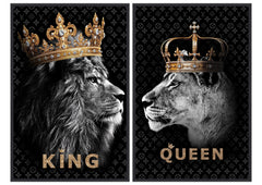 Mural indrammet 2-sæt – King og Queen 40x60cm by L.C Wholesaler