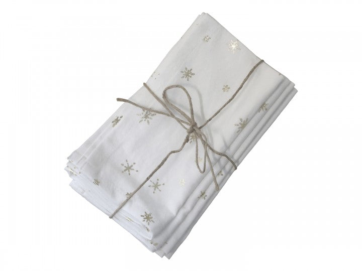 Stofservietter med guldstjerner Sæt af 4, Hvid 40x40 cm by Chic Antique