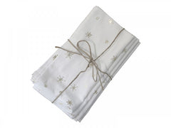 Stofservietter med guldstjerner Sæt af 4, Hvid 40x40 cm by Chic Antique