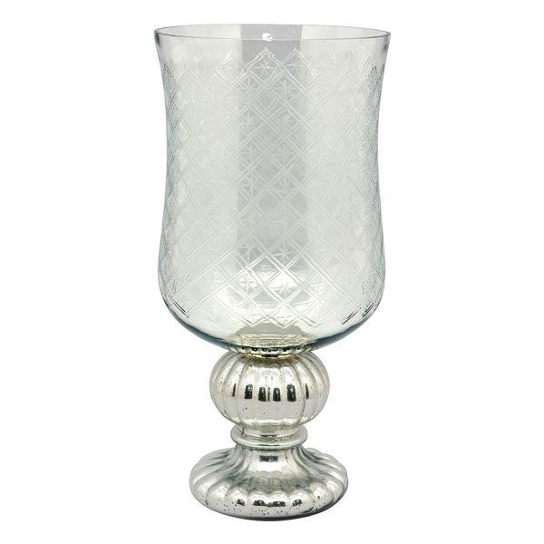 Hurricane lysestage med udskæringer Glas 25x25x51 cm by Exner