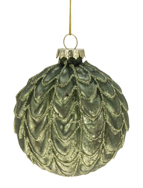 Glaskugle Grøn m. Guldglitter Ø 8 cm by WEISTE